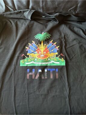 New Black Haiti Crest Graphic Tee Size 3X